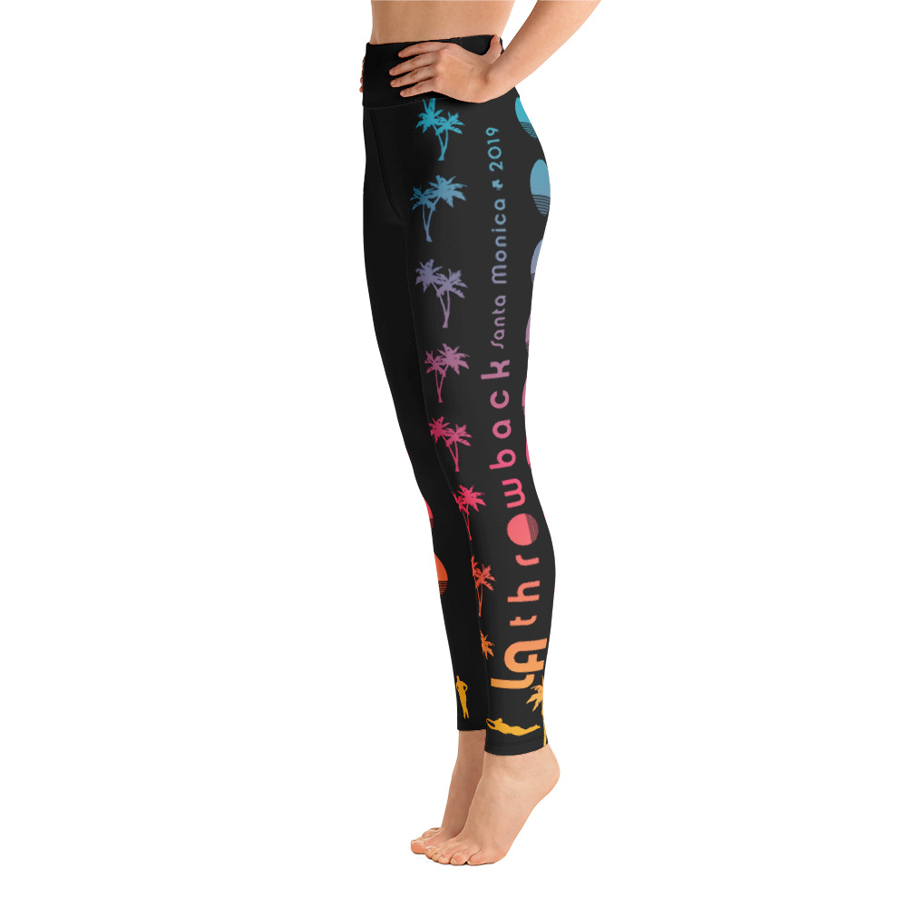 LATB 2019 Womens Leggings - black suns n palms aqua/pink/gold - Image 2