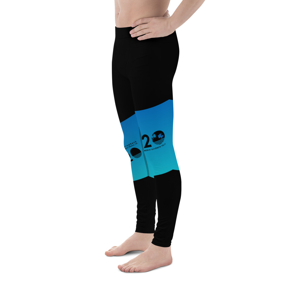 LATB2020 Men's Leggings black blue diagonal stripe - Image 3