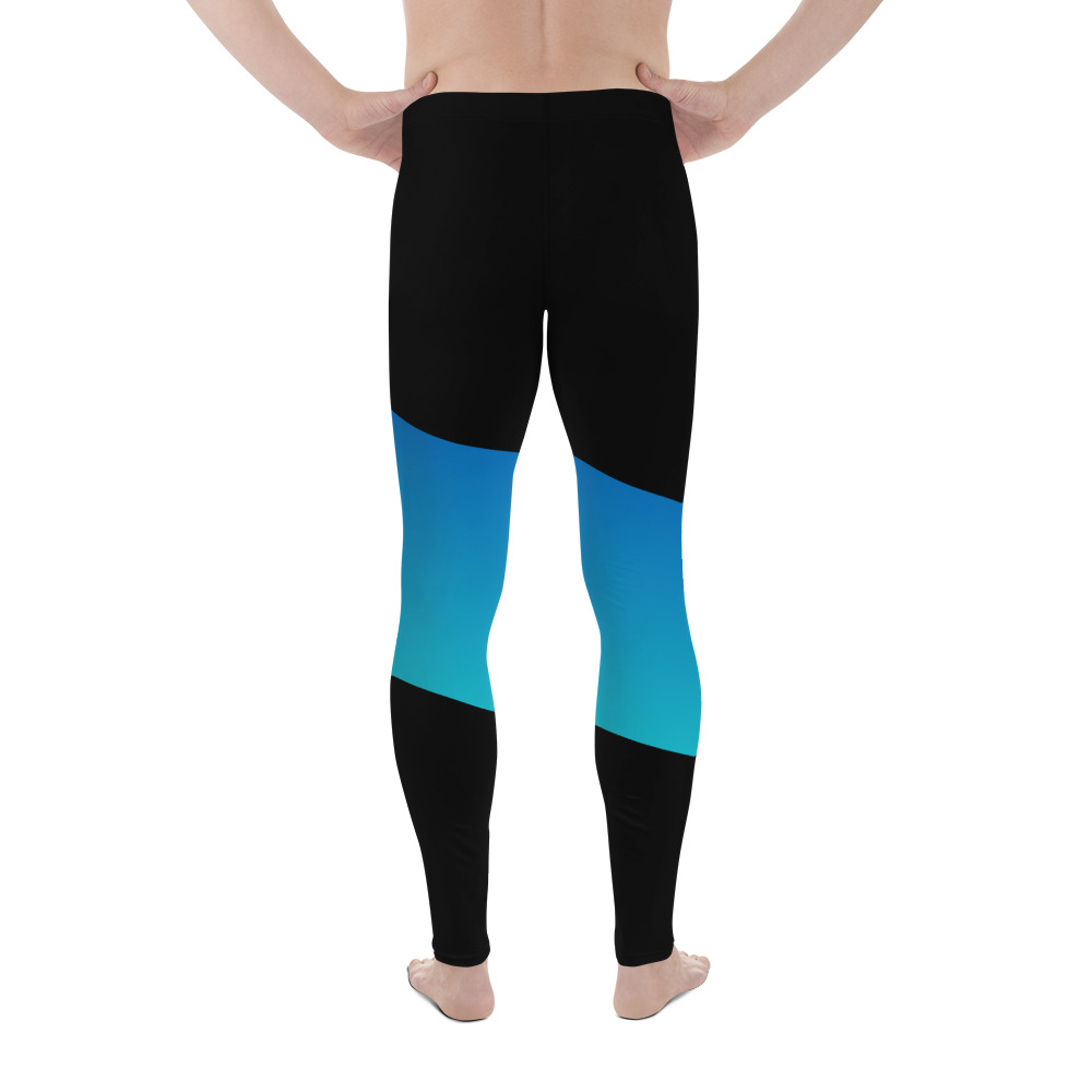 LATB2020 Men's Leggings black blue diagonal stripe - Image 2