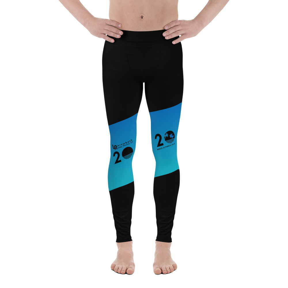 LATB2020 Men's Leggings black blue diagonal stripe