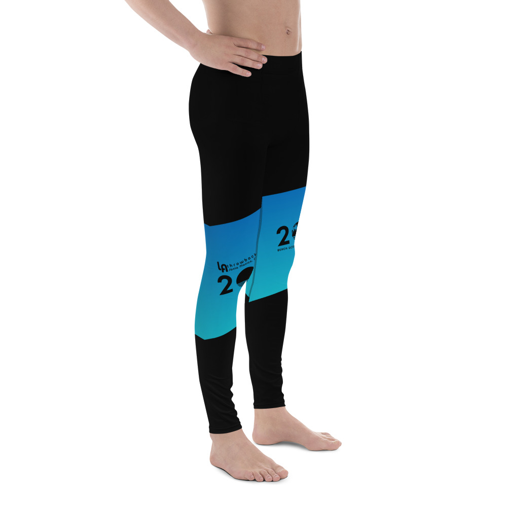 LATB2020 Men's Leggings black blue diagonal stripe - Image 4